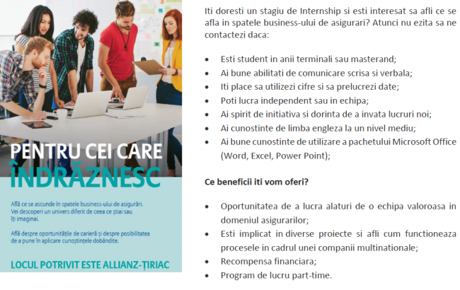 Internship Allianz Tiriac Asigurari Allianz Tiriac Asigurari